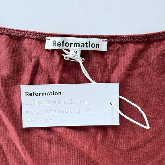 NWT Reformation Coen Jersey Knit Square Neck Mini Dress in Chianti Red Size M - Picture 8 of 16